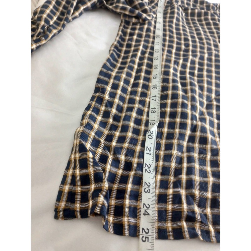 NWT LOFT Ann Taylor Women's L Navy & gold loose fit plaid blouse long sleeve top - Picture 8 of 8
